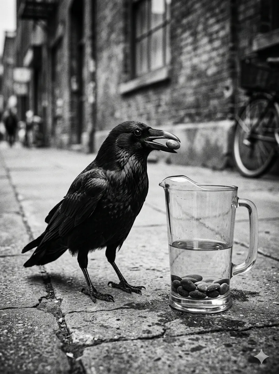 Crow with pitcher